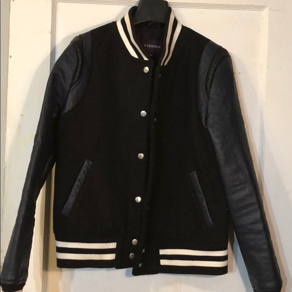 Vigoss leather and wool bomber jacket size M
